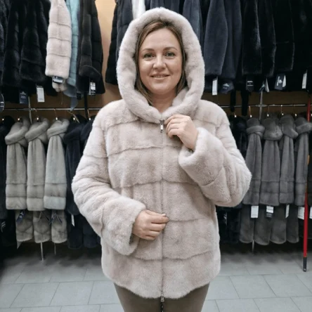 полушубок норковый, модель поперечная